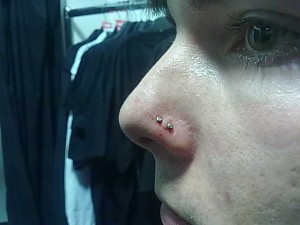 Pierced Chin! and Double Nose Piercing