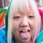 Harajuku-Girl-Rainbow-Hair-tongue-piercing